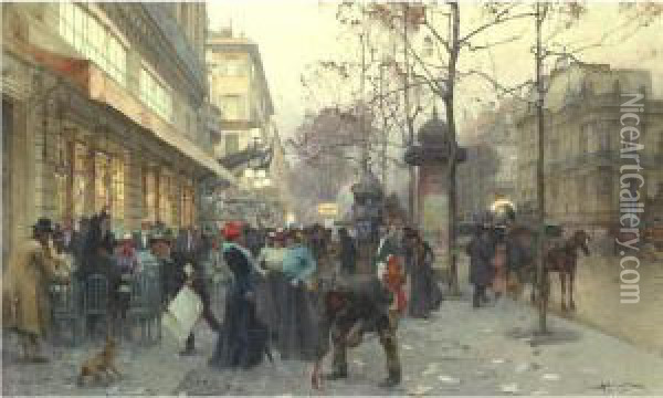 A Bustling Street Scene, Paris Oil Painting - Henri-Gaston Darien