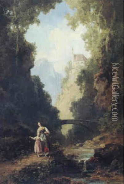 Madchen Am Bach Oil Painting - Willy Moralt