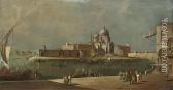 A View Of The Entrance To The Grand Canal Oil Painting - (Giovanni Antonio Canal) Canaletto