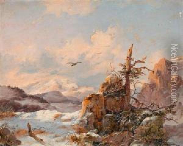 Mountain Torrent And A Parched Tree Oil Painting - Remigius Adriannus van Haanen