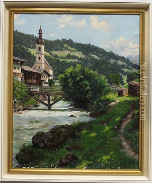 Suddeutsche Landschaft Mit Wallfahrtskirche Oil Painting - Emil Rau