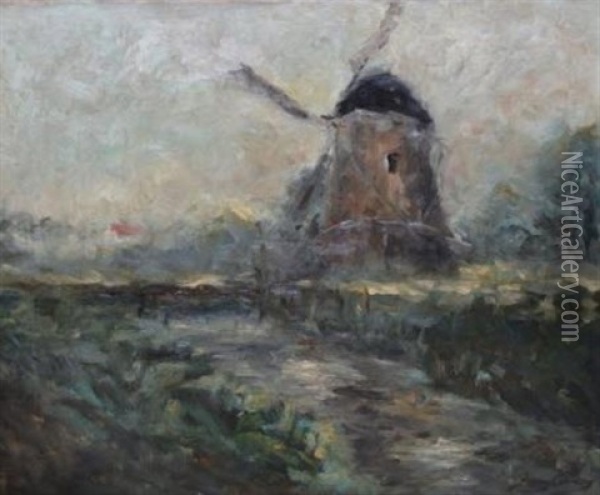 Paysage Au Moulin Oil Painting - Franz Courtens