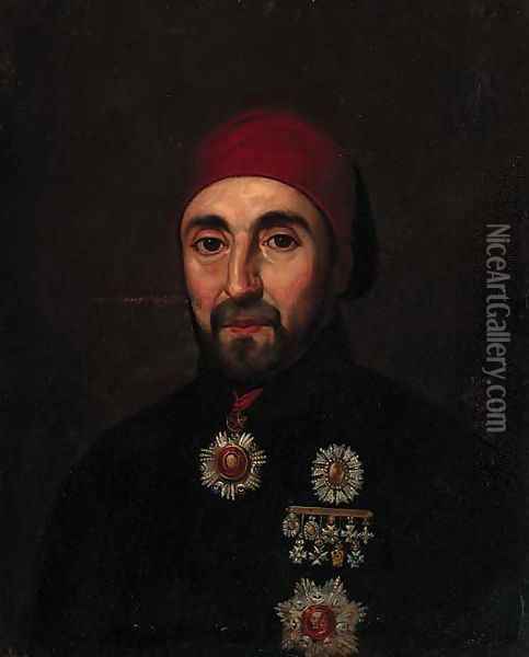 Portrait of a Turkish officer Oil Painting - French School