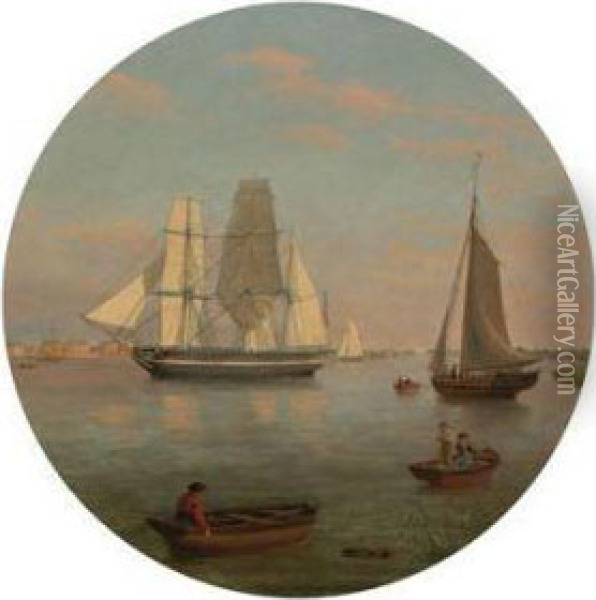 View Of Annapolis, Maryland And The School Ship St. Mary Oil Painting - Thomas Birch
