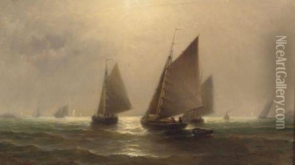 Harbor Scene. Oil Painting - William Richardson Tyler