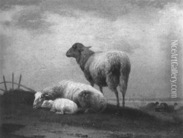 Sheep Oil Painting - Pierre Emmanuel Dielman