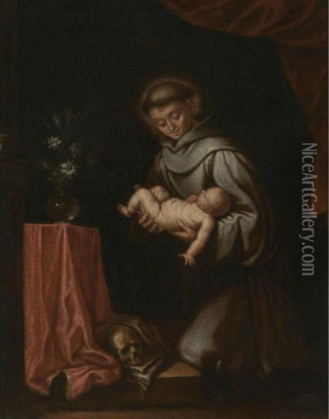 St. Anthony Of Padua With The Christ Child Oil Painting - Alonso Cano