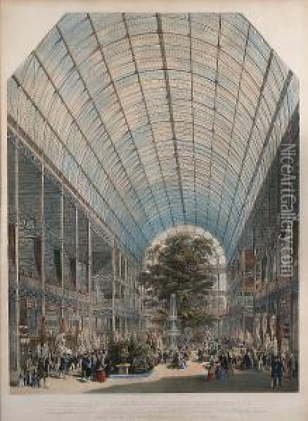 View Of The Transept Of The Great Exhibition Building, Hyde Park Oil Painting - Edmund Walker
