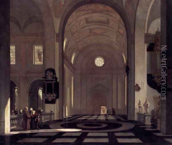 Interior of a Baroque Church Oil Painting - Emanuel de Witte