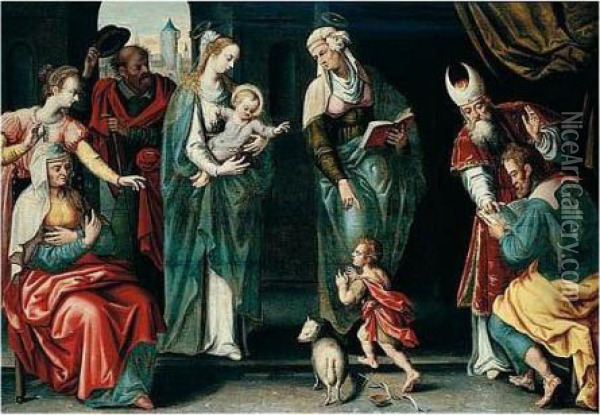 The Holy Kinship Oil Painting - Maarten de Vos
