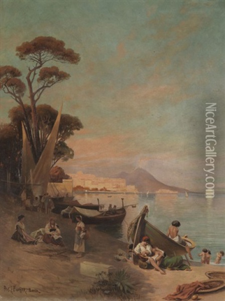 Sommertag Am Golf Von Neapel Oil Painting - Arthur (Prof.) Fischer