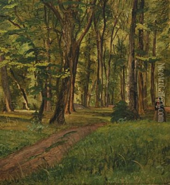 Women Strolling In A Forest Oil Painting - Vilhelm Peter Karl Kyhn