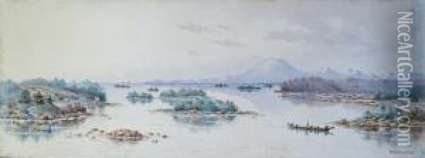 Sitka Bay, Alaska Oil Painting - Theodore J. Richardson
