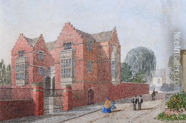Harrow School, With Figures Before Oil Painting - George Pyne