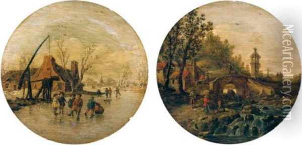 Winter And Summer Landscapes Oil Painting - Jan van Goyen