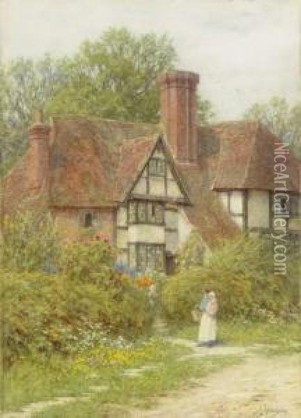 A Farmhouse At Smarden, Kent Oil Painting - Helen Mary Elizabeth Allingham