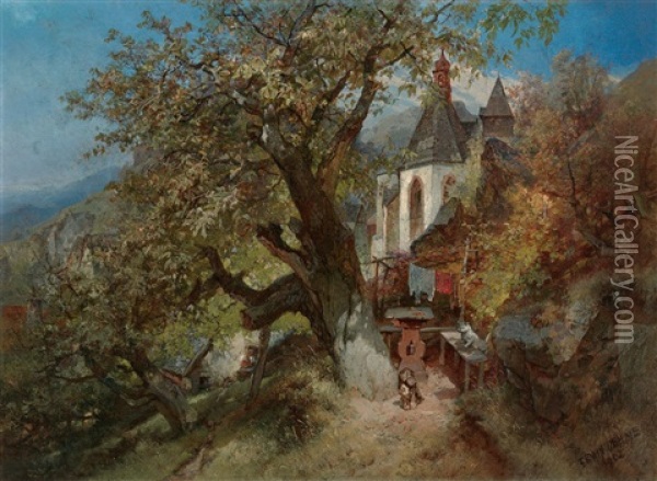 In Der Bergstadt Graupen Oil Painting - Ernst Erwin Oehme