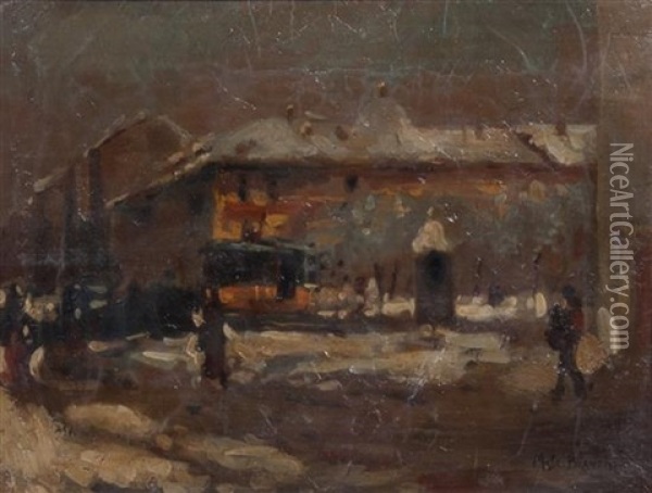 Milano Sotto La Neve Oil Painting - Mose di Giosue Bianchi