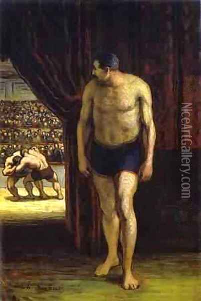 The Wrestler 1852-53 Oil Painting - Honore Daumier