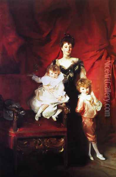 Mrs. Cazalet and Children, Edward and Victor Oil Painting - John Singer Sargent