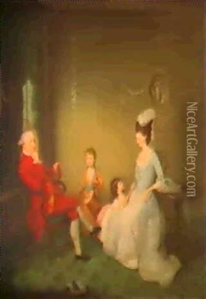 Portrait Of A Family In An Interieur Oil Painting - James Millar