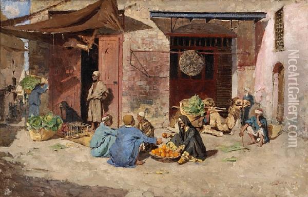 The Orange Seller Oil Painting - Umberto Dell'Orto