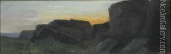Paesaggio Roccioso All'alba Oil Painting - Vincenzo Cabianca