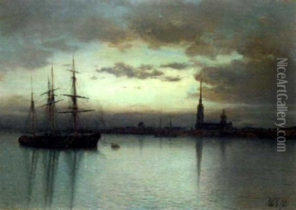 St. Petersburg At Dusk Oil Painting - Lev Felixovich Lagorio