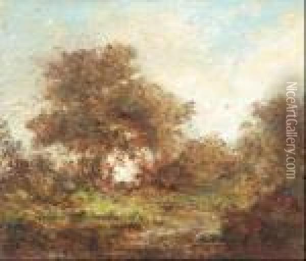 Paysage Aux Chenes Feuillus Oil Painting - Adolphe Joseph Th. Monticelli