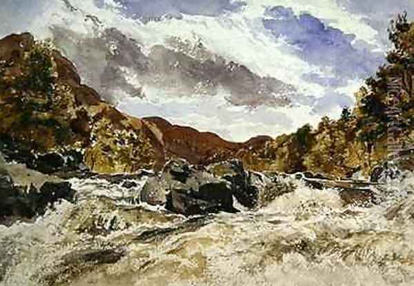 A Mountain Torrent Oil Painting - William James Muller