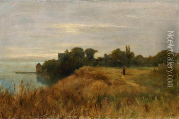 Au Bord Du Lac 
At The Lake Side Oil Painting - Gustave Castan