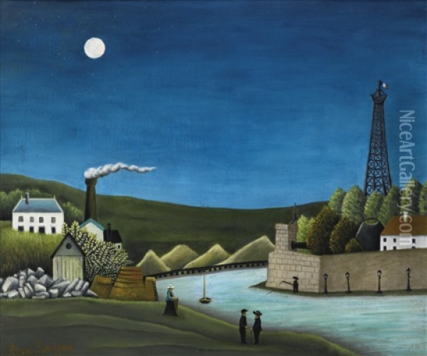 La Seine A Suresnes Oil Painting - Henri Emilien Rousseau