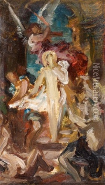 Sainte Agnes Martyre (sketch) Oil Painting - Gabriel Joseph Marie Augustin Ferrier