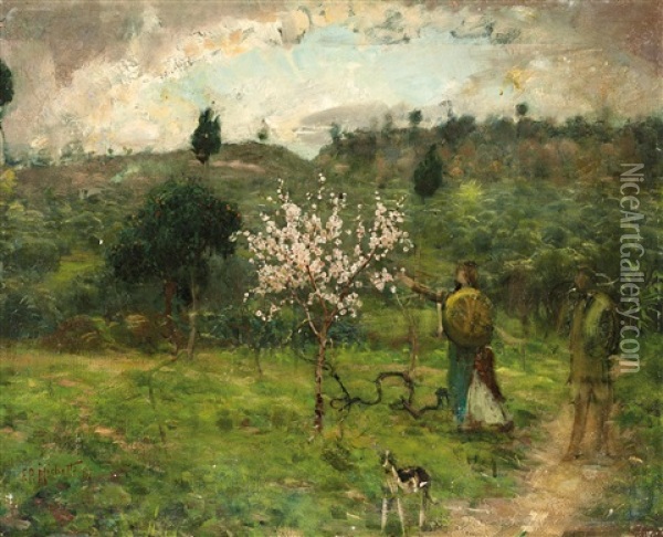 Spring In Francavilla Oil Painting - Francesco Paolo Michetti