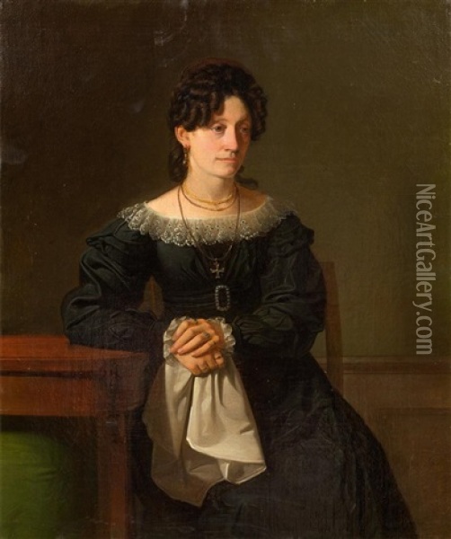 Portrait Of A Lady Oil Painting - Jorgen Roed