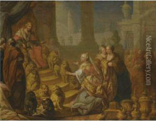 Solomon And The Queen Of Sheba Oil Painting - Joseph Wannenmacher