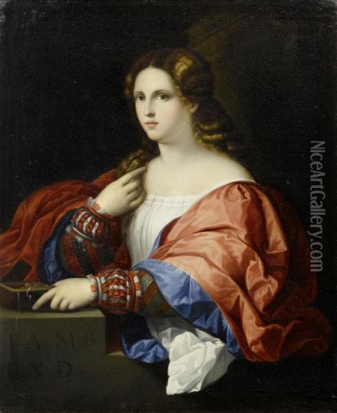Portrait Of A Lady. Oil Painting - Tiziano Vecellio (Titian)