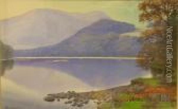 Lake Ullswater In Lake Country Oil Painting - John Baragwanath King