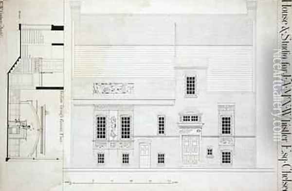 Design for House and Studio for JAM Whistler Esq Chelsea Oil Painting - Edward William Godwin