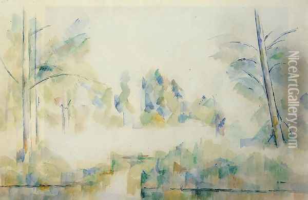 Trees By The Water Oil Painting - Paul Cezanne