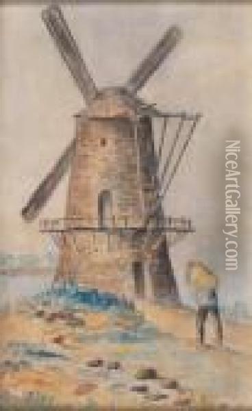 Wind Mill Oil Painting - Lesser Ury