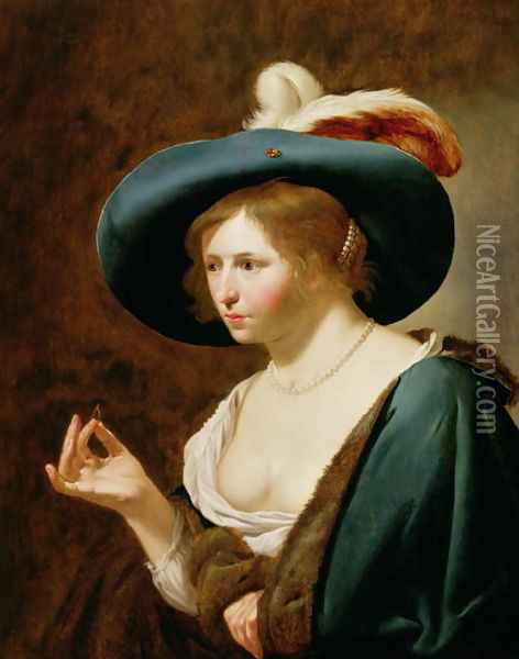 The Betrothal- The Bride c.1630 Oil Painting - Jan Hermansz. van Biljert