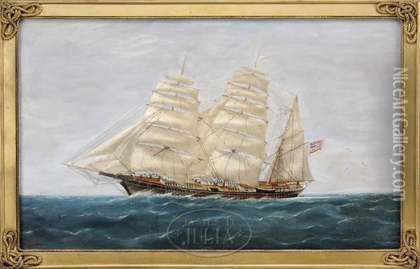 Portrait Of An American Clipper Ship Oil Painting - H.R. Butman