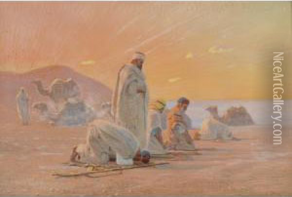 Evening Prayer Oil Painting - Otto Pilny