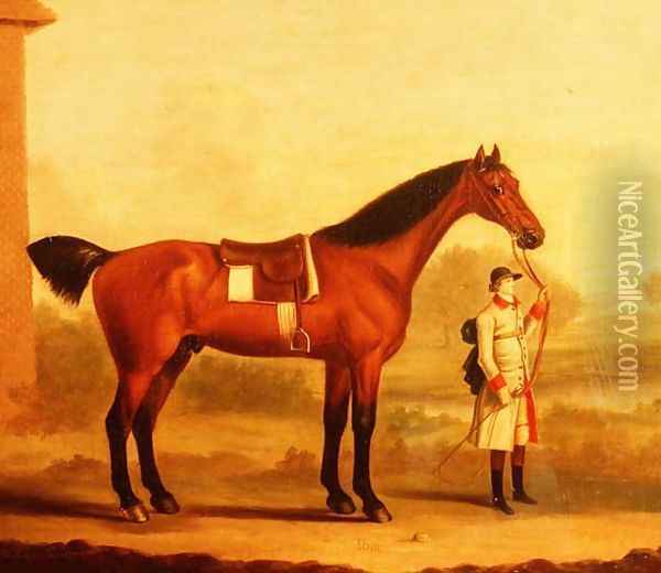 Tom - a bay hunter, held by a liveried groom, 1771 Oil Painting - Francis Sartorius