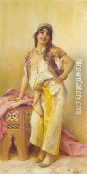 Jeune Bedouine Au Gueridon Oil Painting - Emile Auguste Pinchart