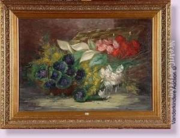 Paniers De Fleurs Oil Painting - Hubert Bellis
