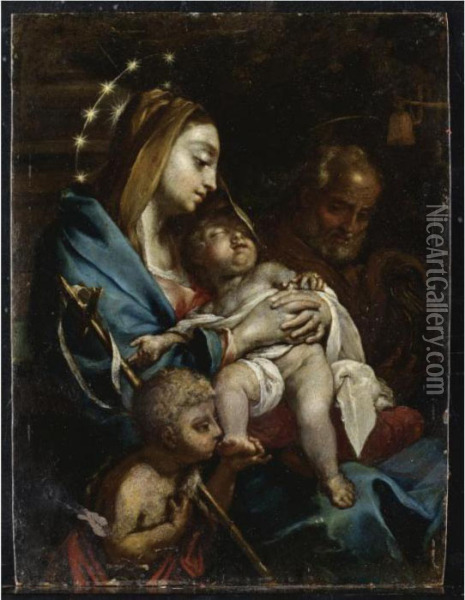 Sacra Famiglia Con San Giovannino Oil Painting - Francesco Trevisani