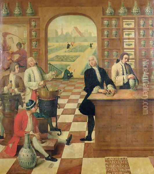 The Apothecary C. Morelot b.17 February 1719 in his pharmacy, 175 Oil Painting - C. Souville