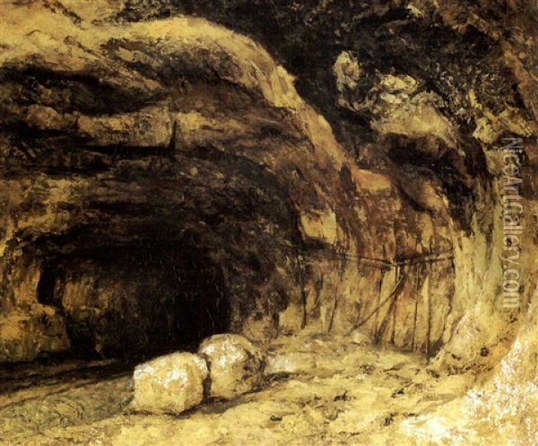 La Grotte De La Loue Avec Rochers Oil Painting - Gustave Courbet